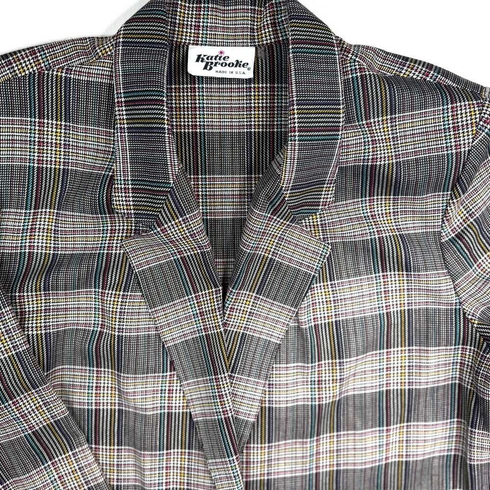 Katie Brooke Plaid Blazer Women’s Size 12 Vintage Colorful Made USA